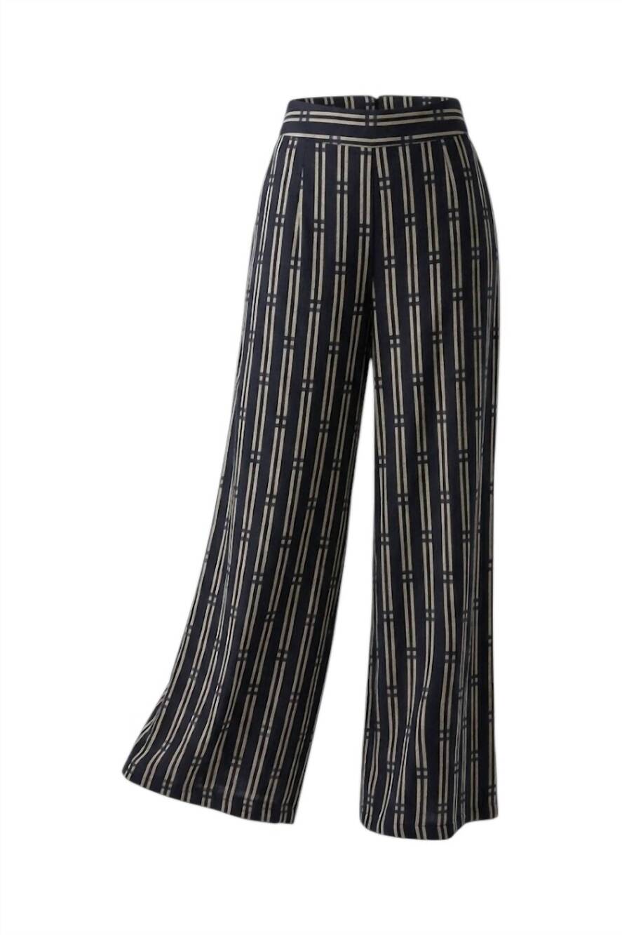 NEW FUN 2 FUN women's printed cropped wide leg pant in blue